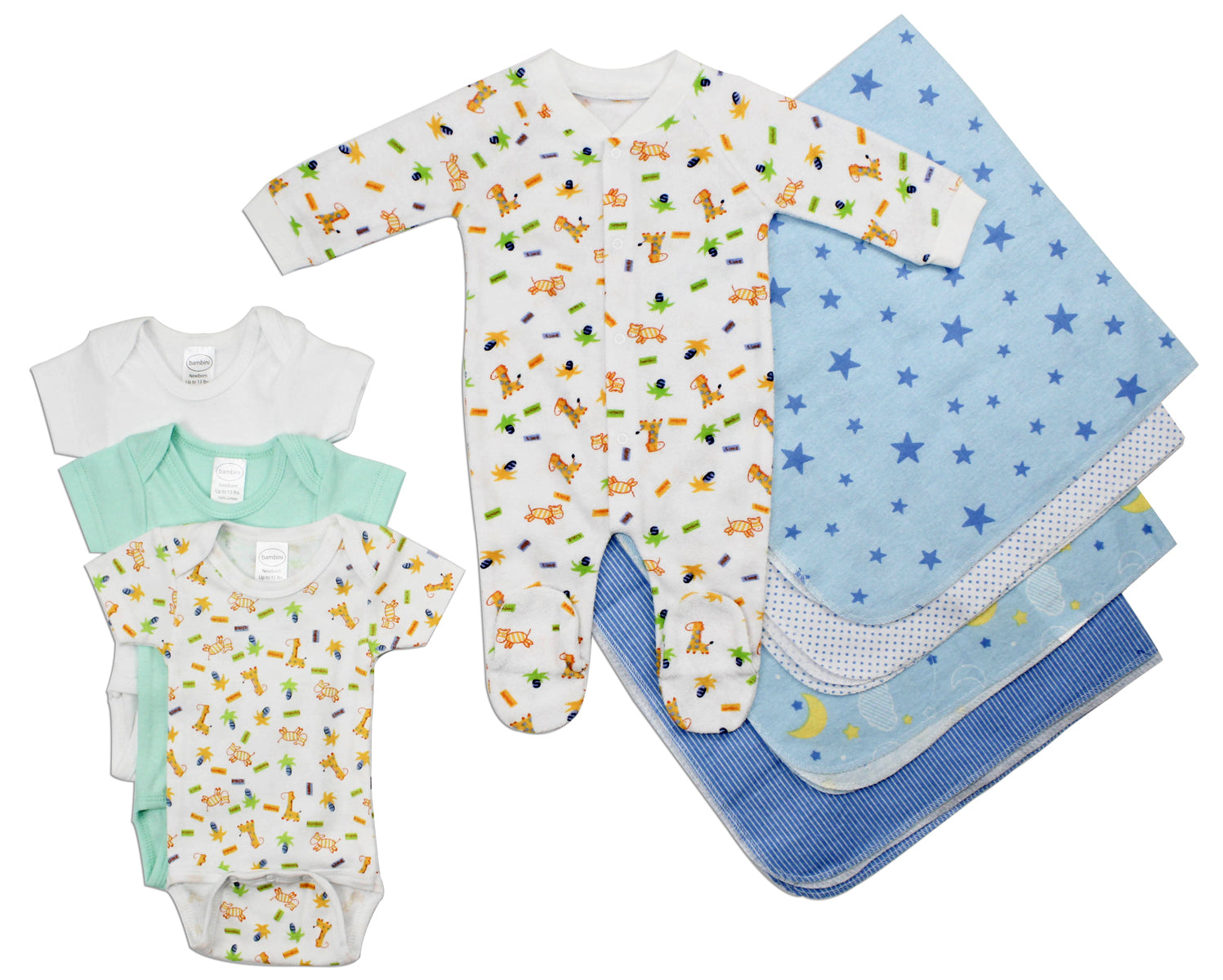 Newborn Baby Boy Bambini 8 Piece Layette Baby Shower Gift Set