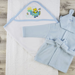 Bambini Hooded Towel, Wash Mittens and Robe Layette Set