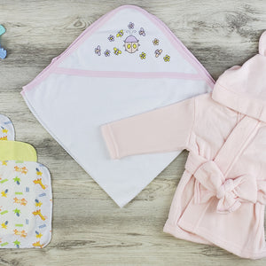 Bambini Hooded Towel, Wash Coths and Robe Layette Set