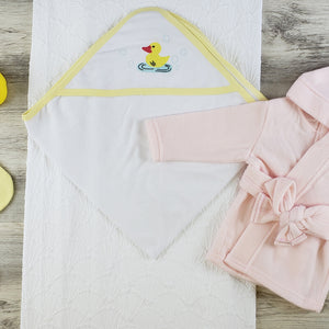 Bambini Hooded Towel, Bath Mittens and Robe Layette Set