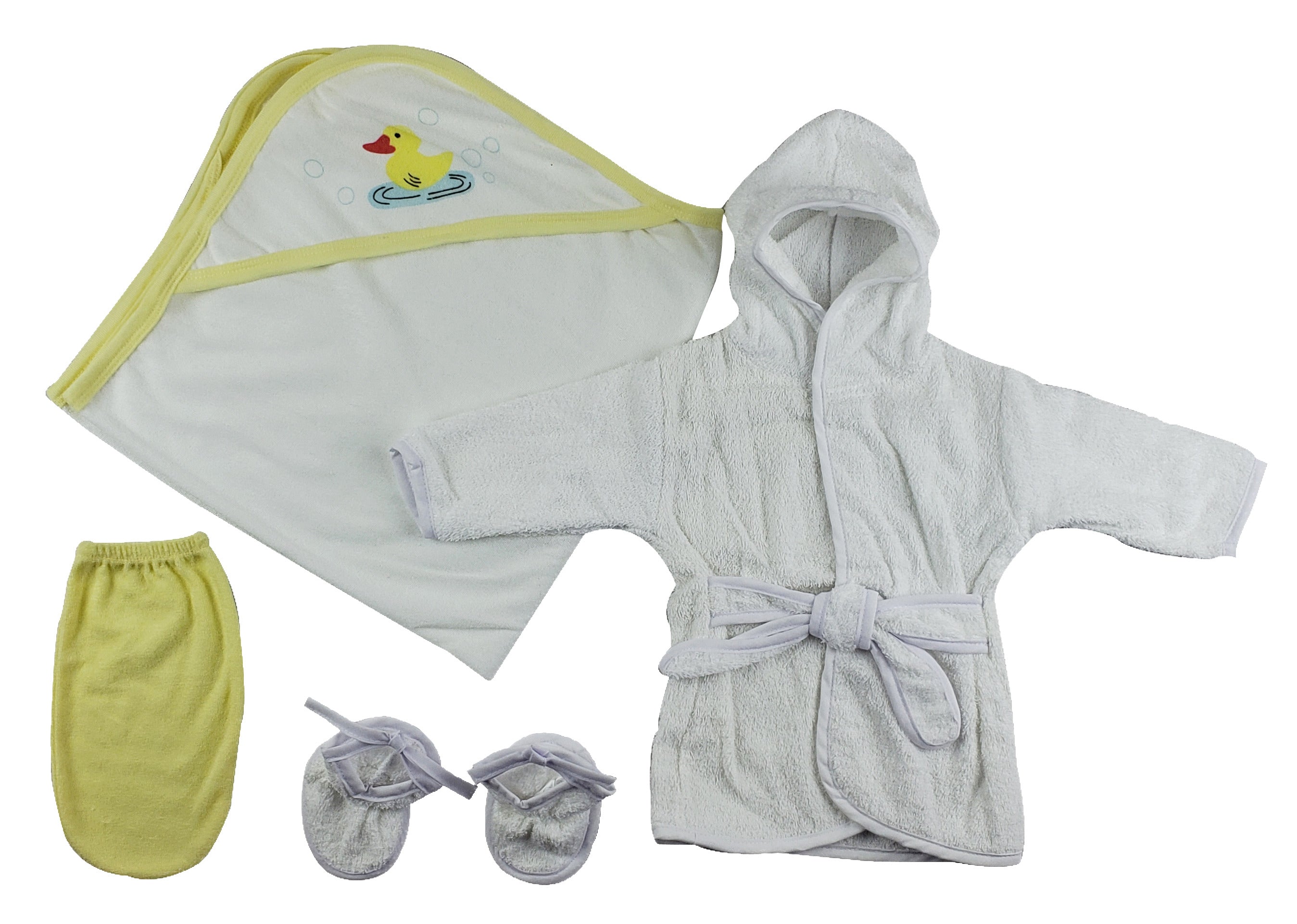 Infant Robe, Hooded Towel and Washcloth Mitt 3 Piece Set