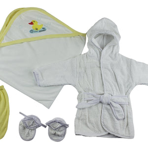 Infant Robe, Hooded Towel and Washcloth Mitt 3 Piece Set