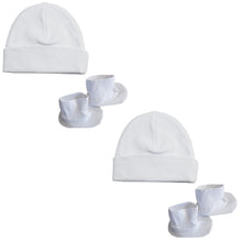 White Bambini Cap and Bootie Set (Pack of 2)