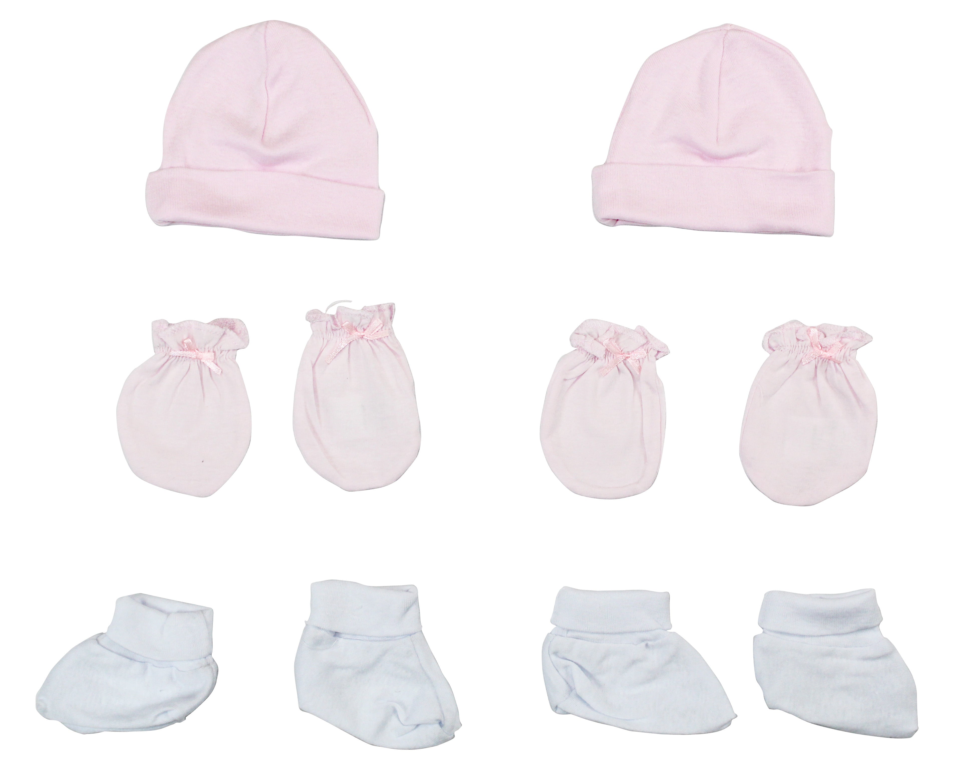 Comfortable Bambini Girl's Cap, Booties and Mittens 6 Piece Layette Set