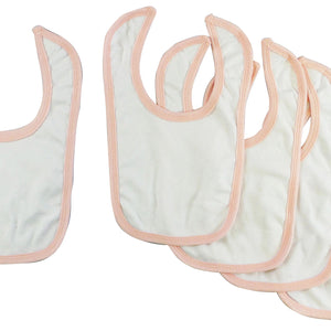 White Interlock  Bambini Bib with Pink Binding (Pack of 5)