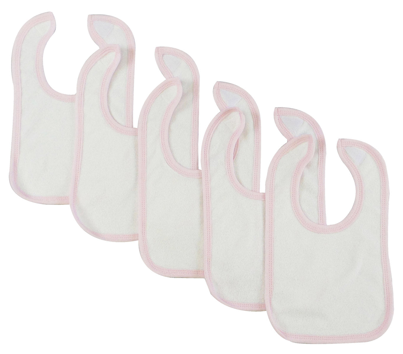 White Bambini Bib with Pink Trim (Pack of 5)