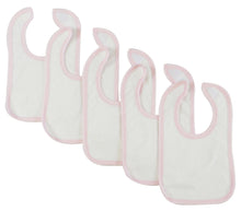 White Bambini Bib with Pink Trim (Pack of 5)