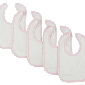 White Bambini Bib with Pink Trim (Pack of 5)