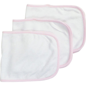 Bambini Baby Burpcloth with Pink Trim (Pack of 3)