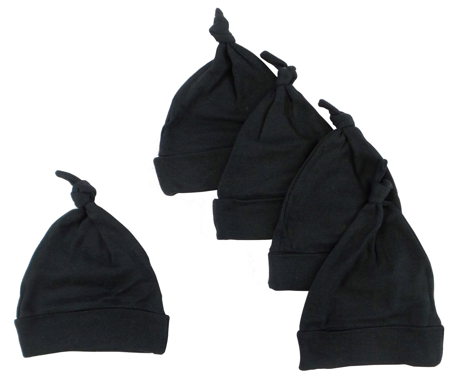 Black Knotted Bambini Baby Cap (Pack of 5)