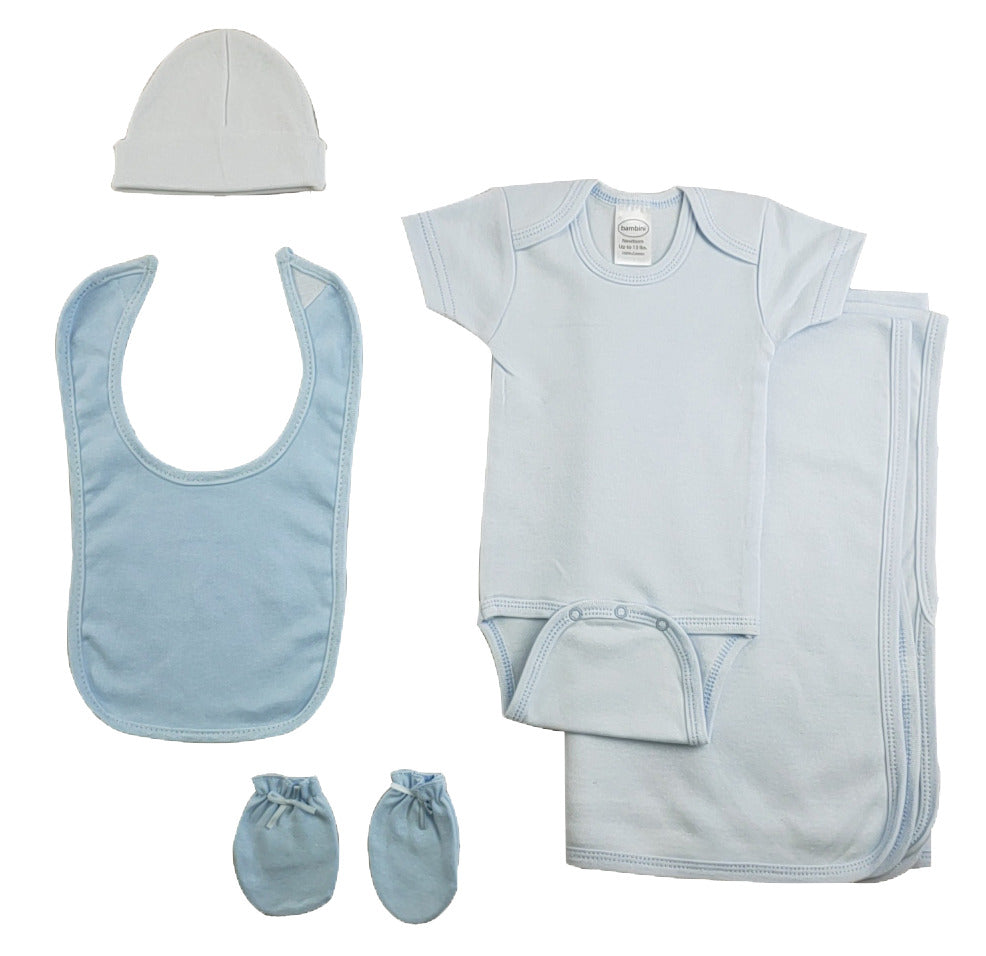 Blue Boys 5 Piece Layette Set