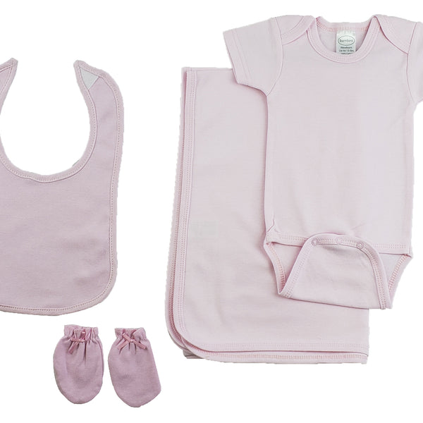 Pink Girls 4 Piece Layette Set