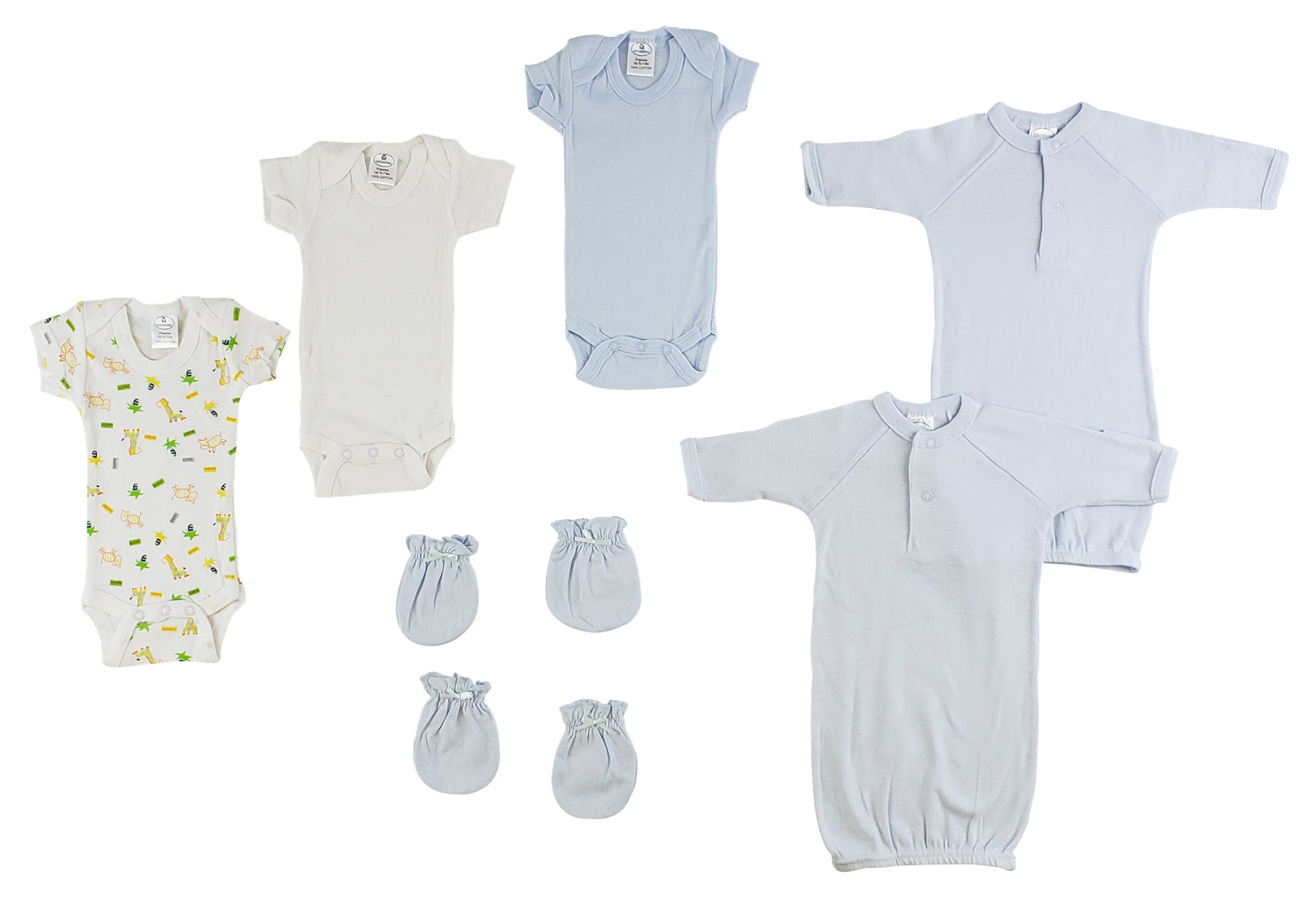 Boys Preemie Onezies, Gowns and Mittens