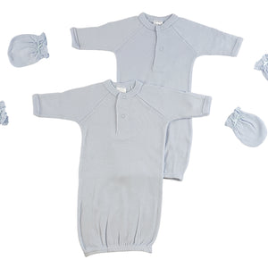 Boys Cotton Preemie Gowns and Mittens