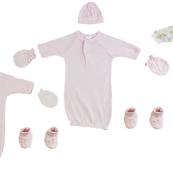 Girls Sleep-n-Play Preemie Gowns, Caps, Booties and Mittens Set