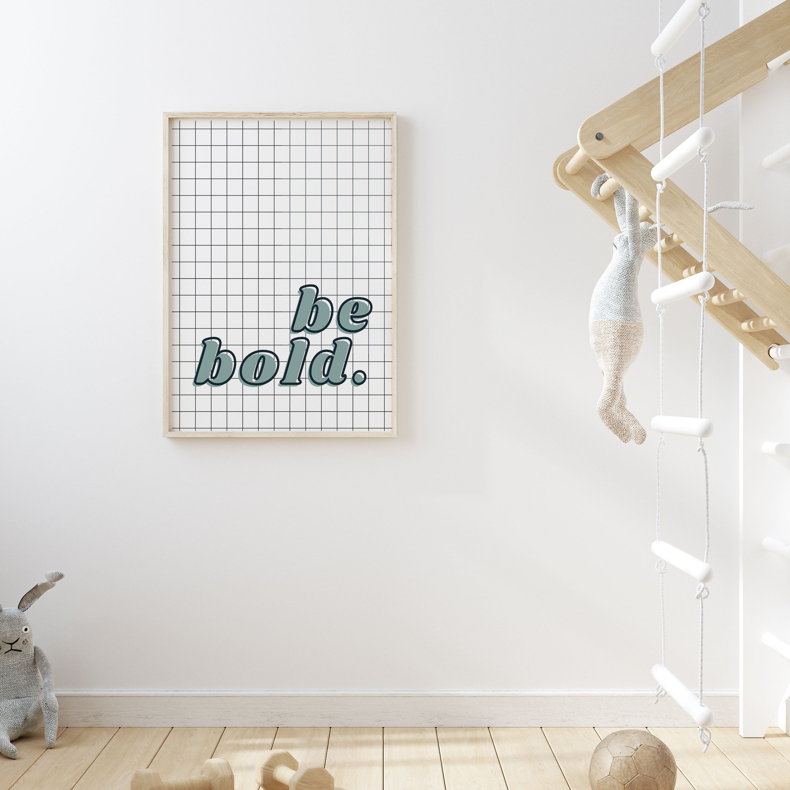 Be Bold Art Print | Boys Checkered Blue