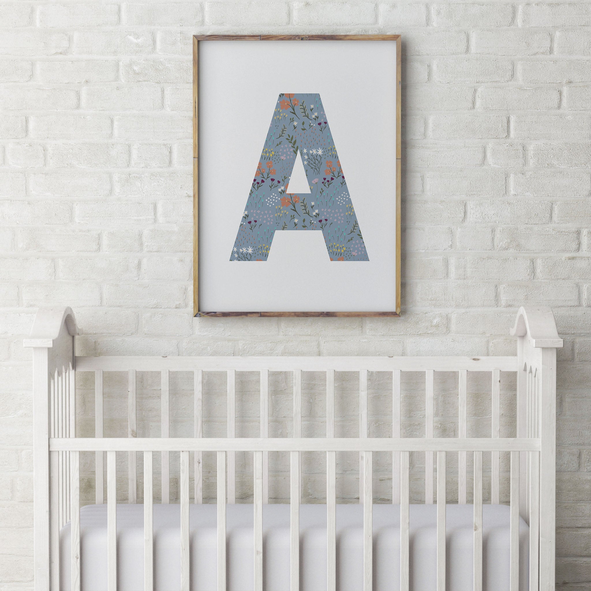 Blue Floral Letter Art Print