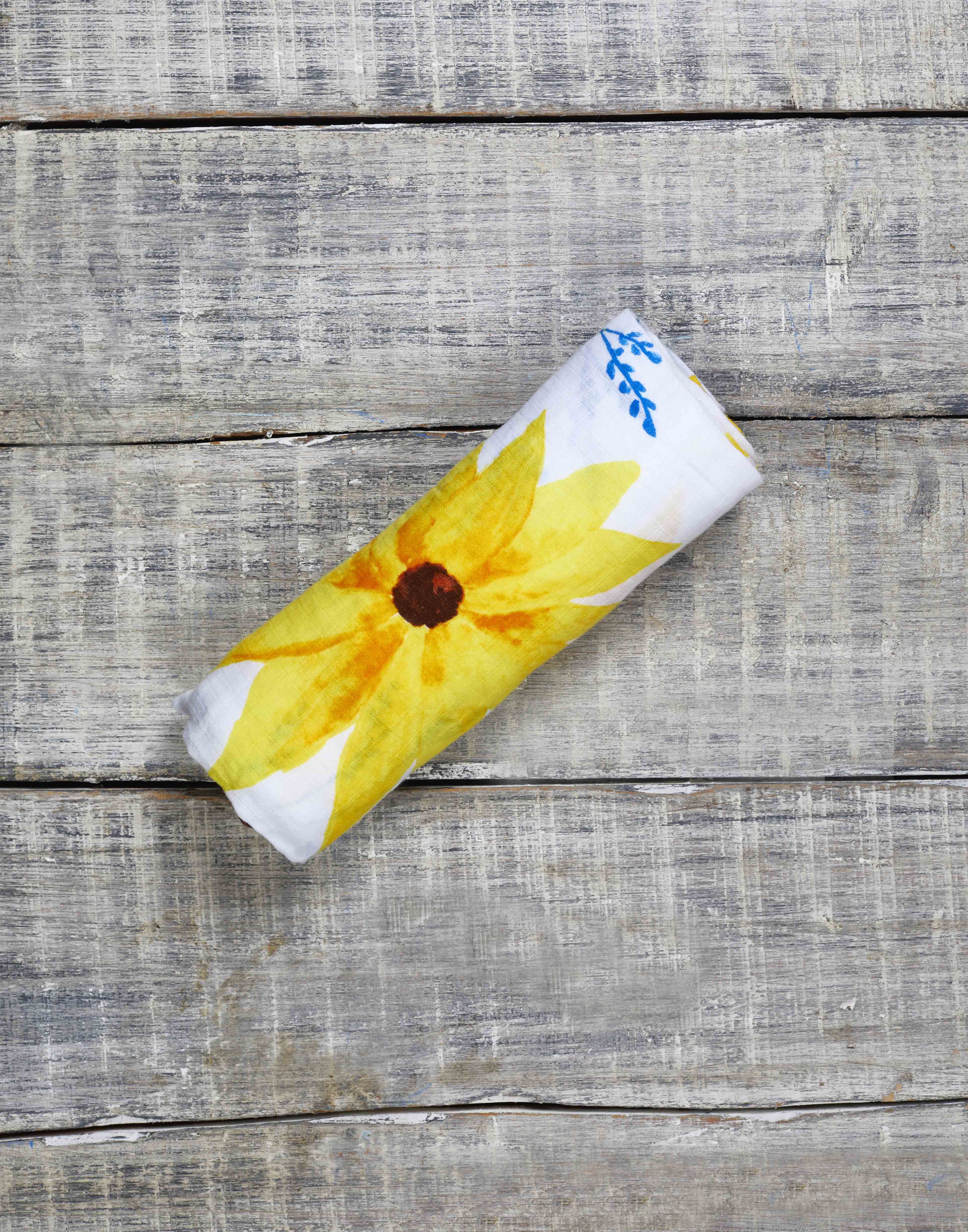 Organic Soft Cotton Sunflower Swaddle Baby Wrap