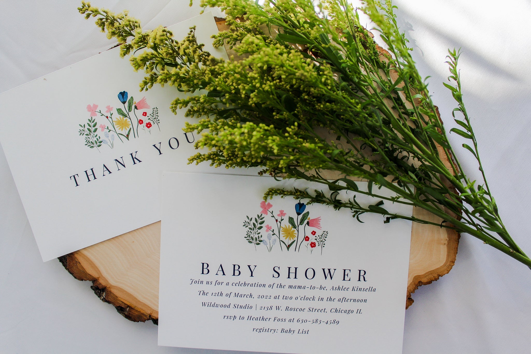 Garden Flowers Baby Shower Invitations and Thank You Cards