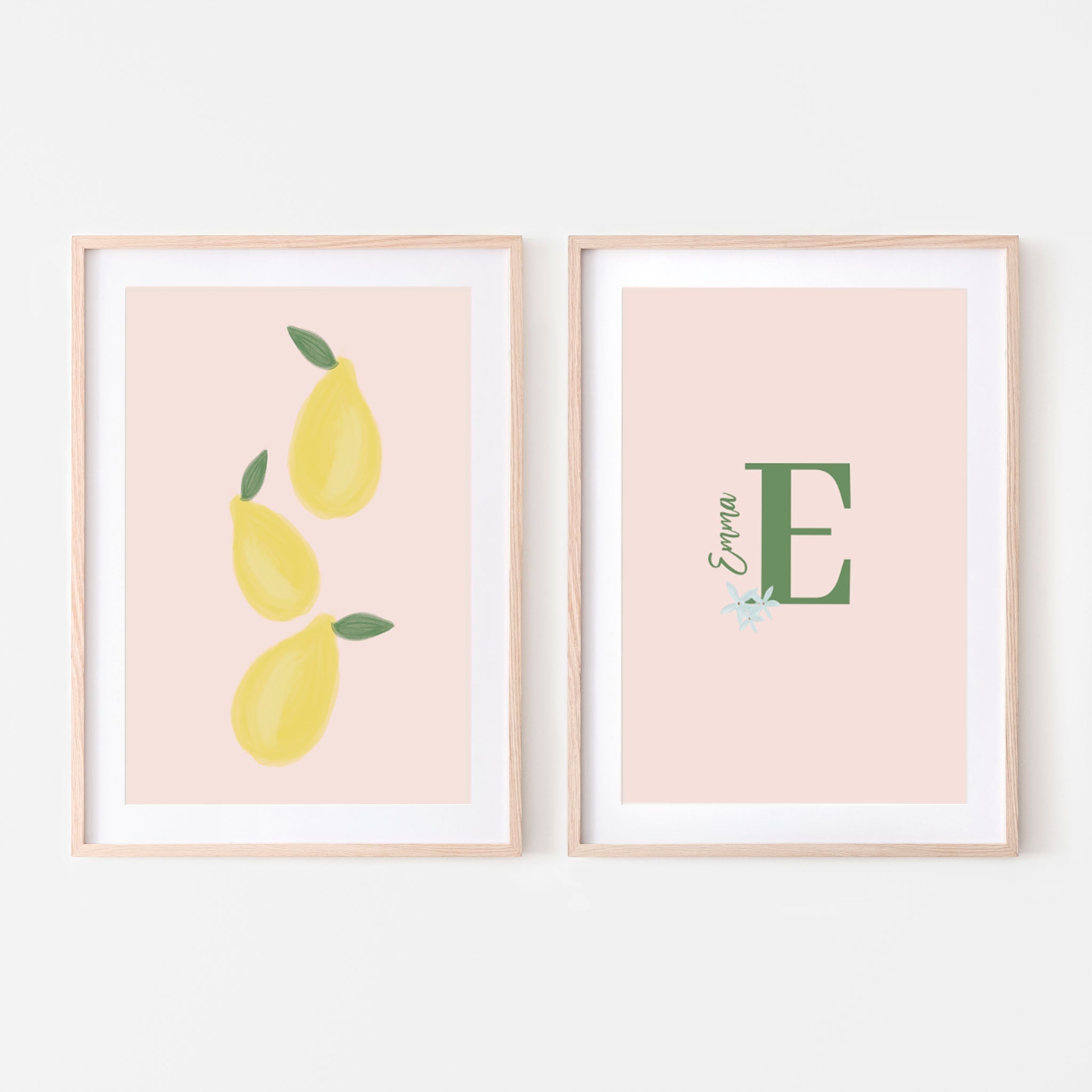 Personalized Leafy Lemons Art Prints