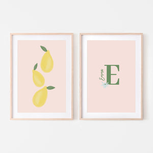 Personalized Leafy Lemons Art Prints