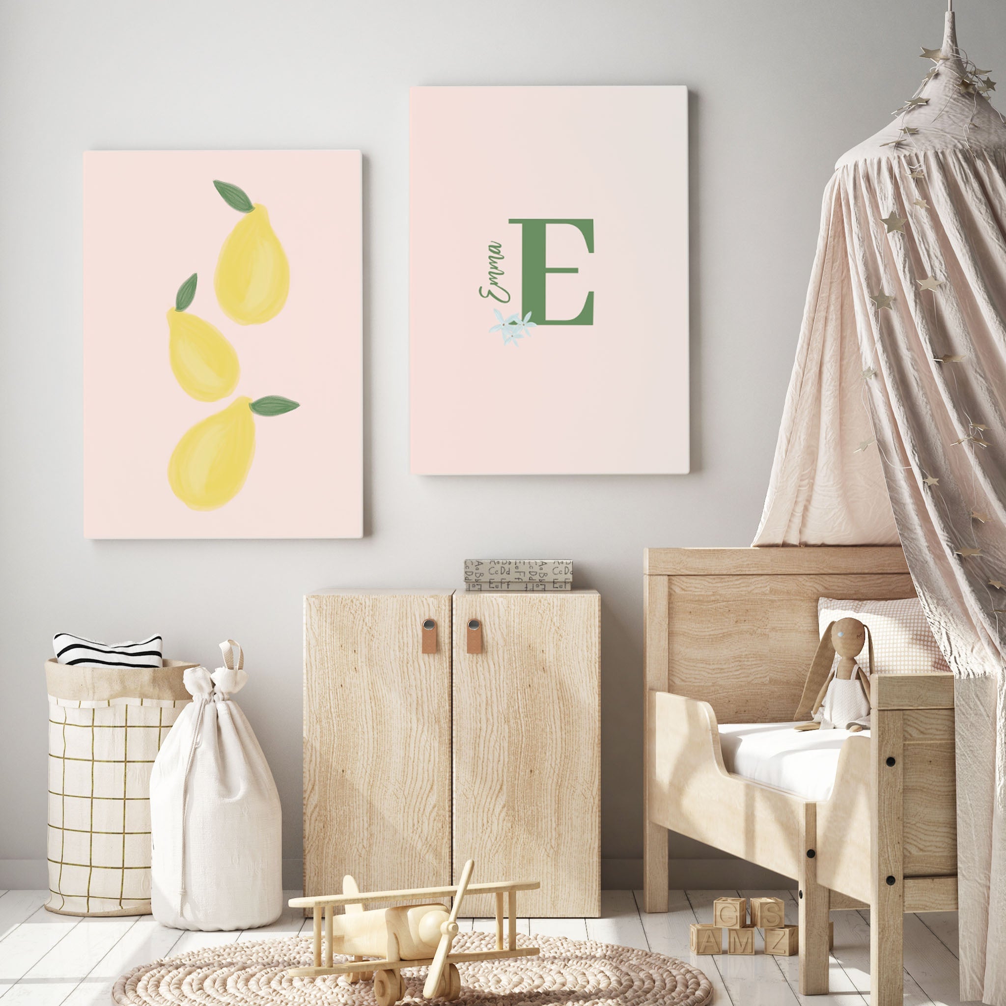 Personalized Leafy Lemons Art Prints
