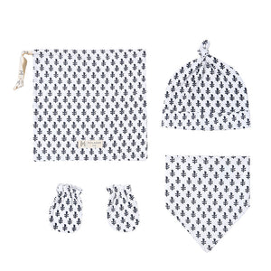 Organic Cotton Bandana Bib, Mitten, Hat Set Fort