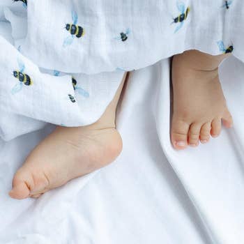 Organic Breathable Soft Cotton Busy Bees Swaddle Set