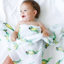 Organic Breathable Cotton Parrot Print Baby Swaddle