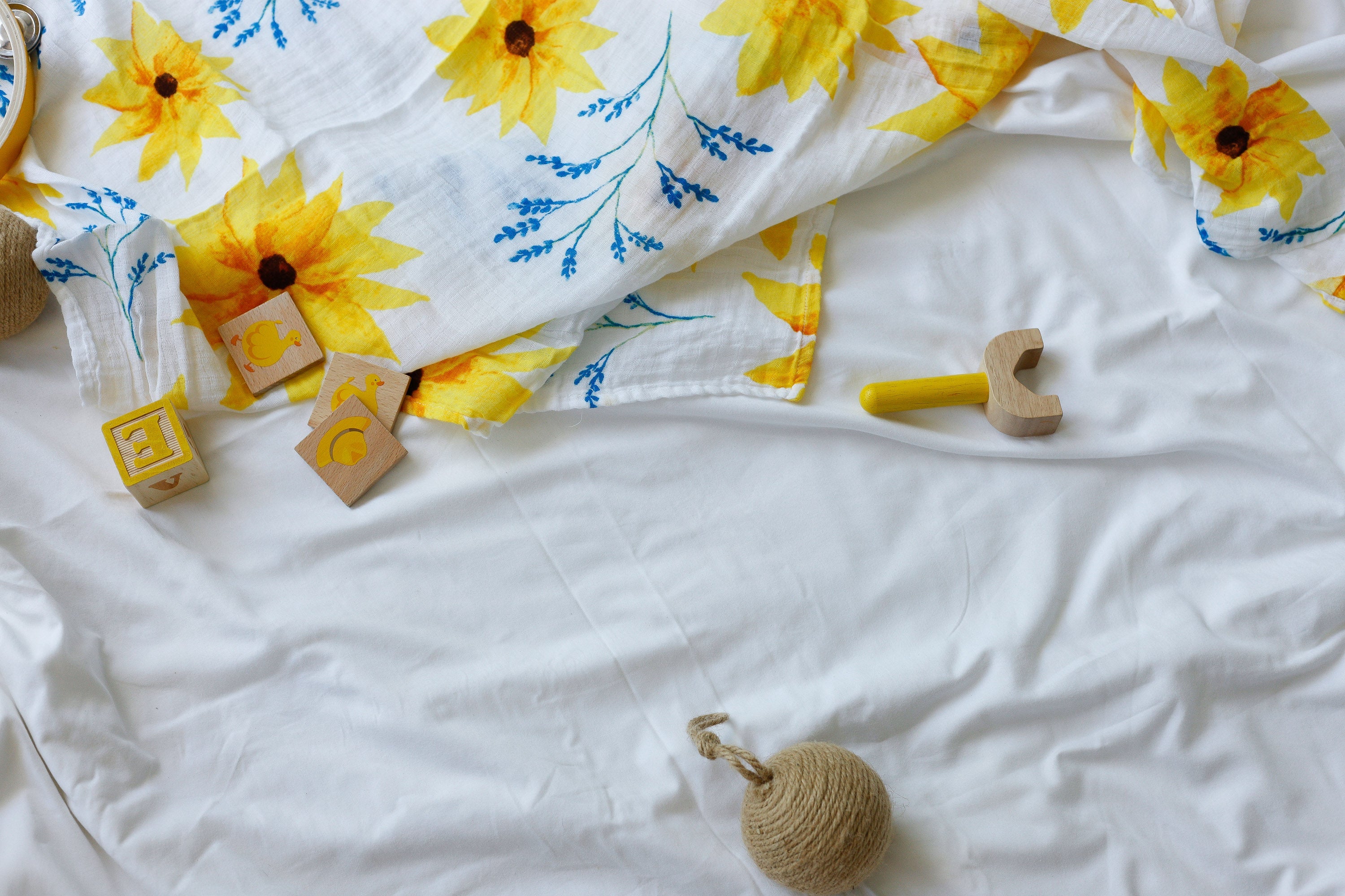 Organic Soft Cotton Sunflower Swaddle Baby Wrap