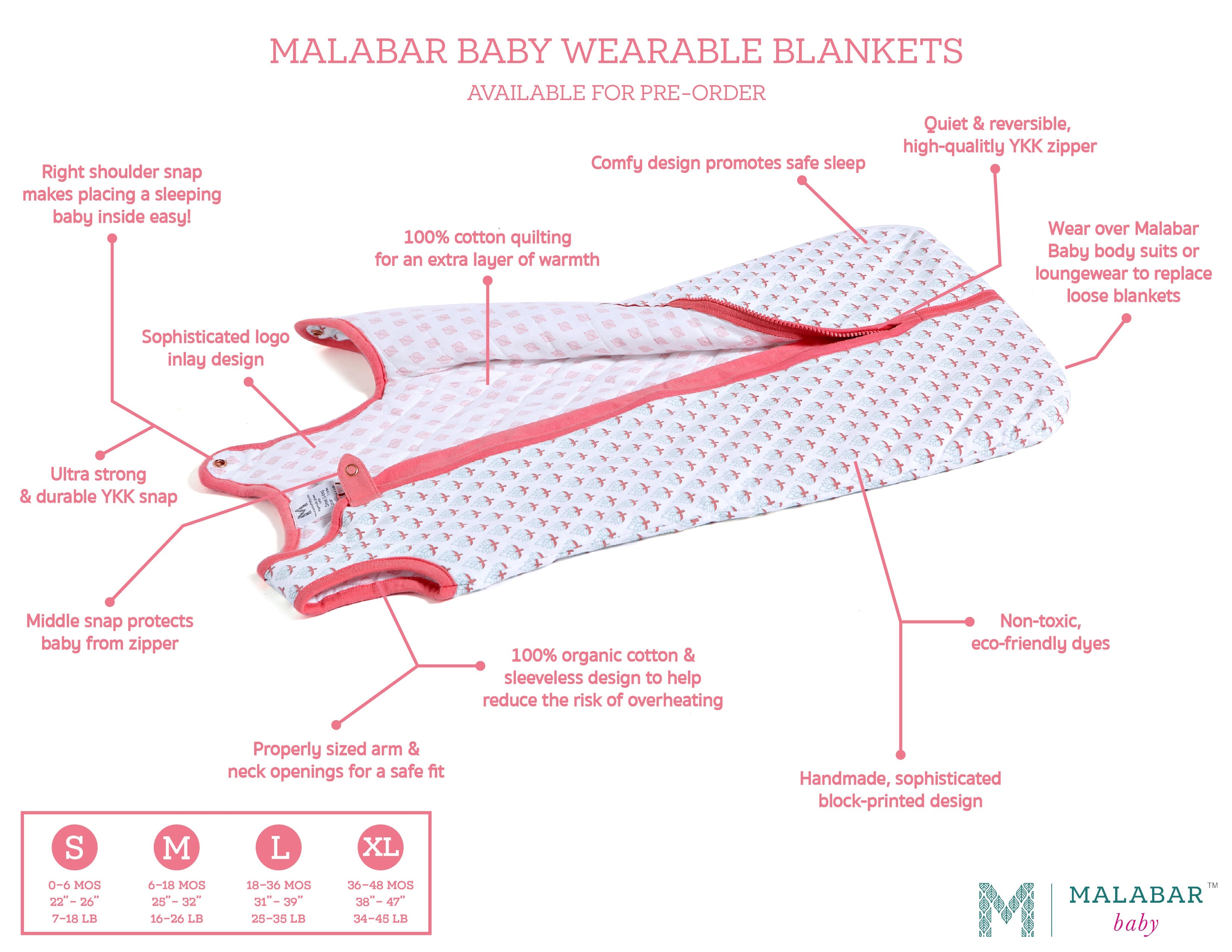 Quilted Miami Handmade Wearable Baby Sleep Bag