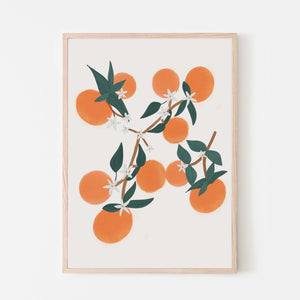 Orange Blooms Art Print | Cream