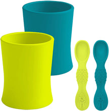 SALE: Turqoise & Green - 4oz Baby Training Cups With Training Spoons