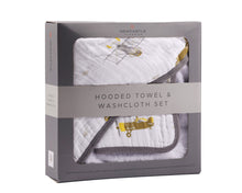 Flying Elephant Cotton Hooded Towel and Washcloth Set