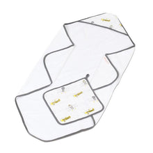 Flying Elephant Cotton Hooded Towel and Washcloth Set