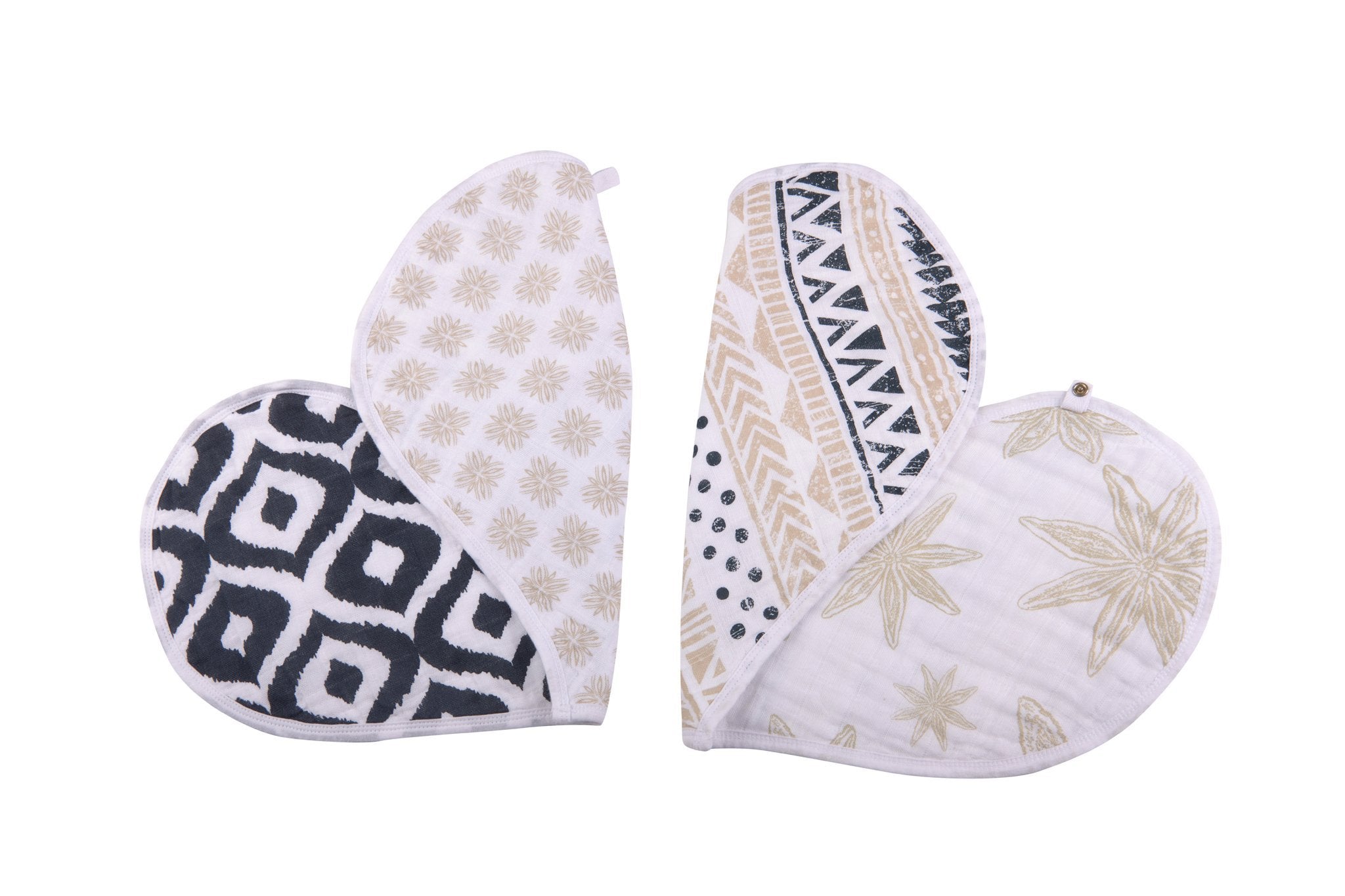 World Wanderer Heart Cotton Bibs 2PK