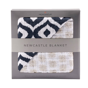 Morrocan Blue And Traveler Dot Cotton Muslin Newcastle Blanket