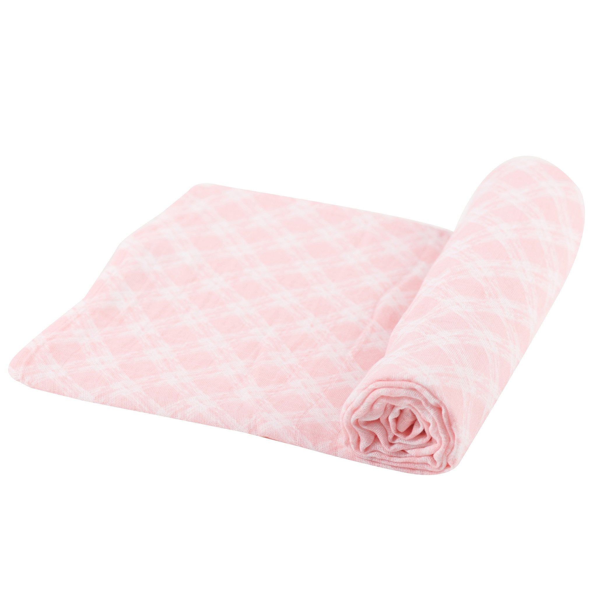 Primrose Pink Plaid Cotton Muslin Swaddle
