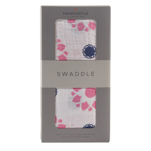 Primrose Indigo Cotton Muslin Swaddle