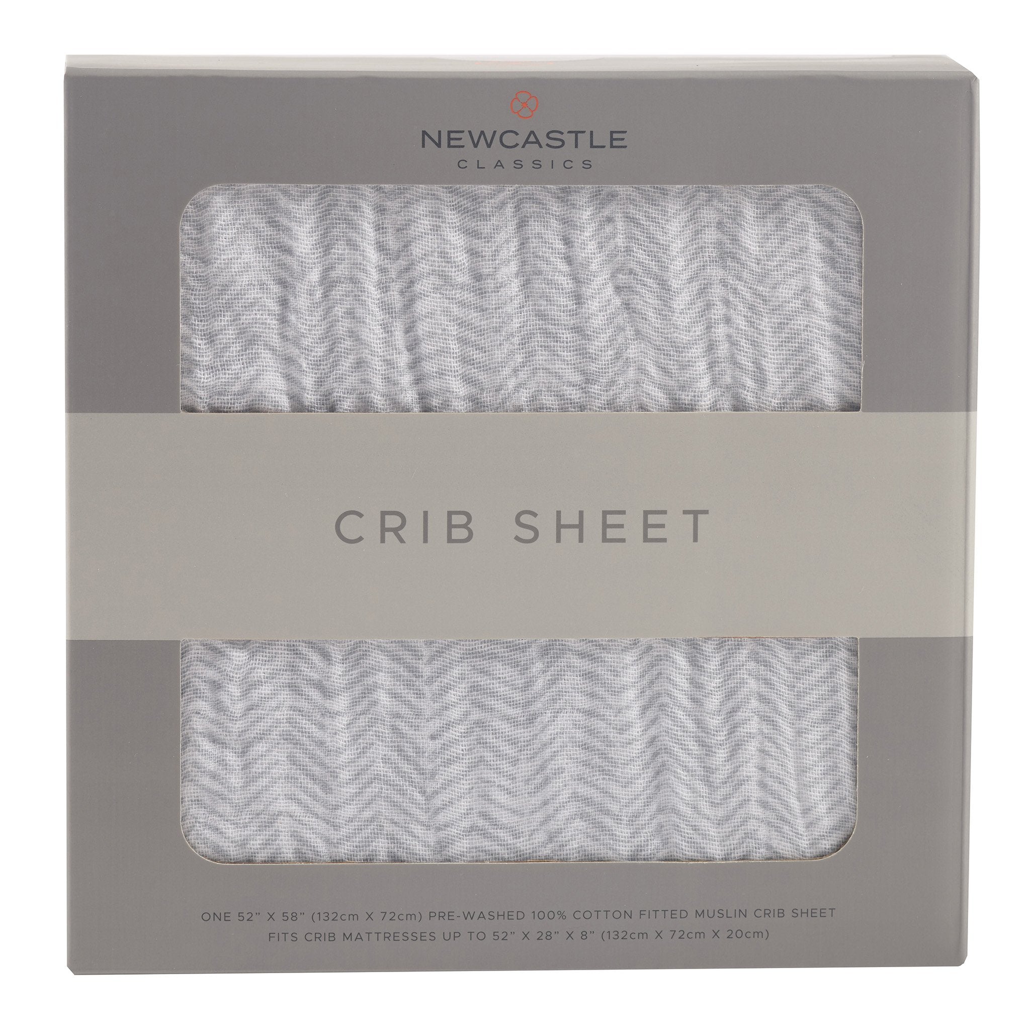 Herringbone Grey Cotton Muslin Crib Sheet