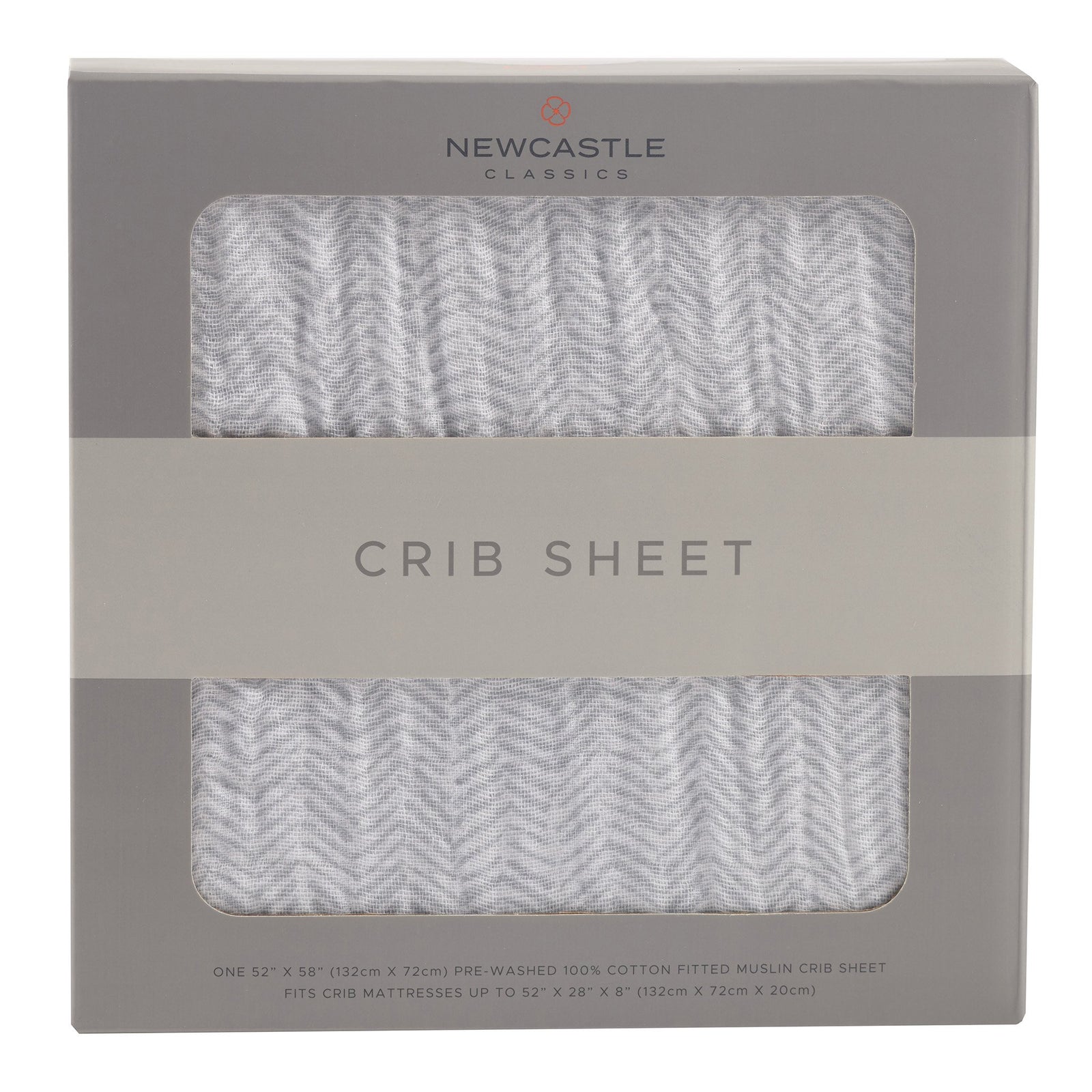 Herringbone Grey Cotton Muslin Crib Sheet
