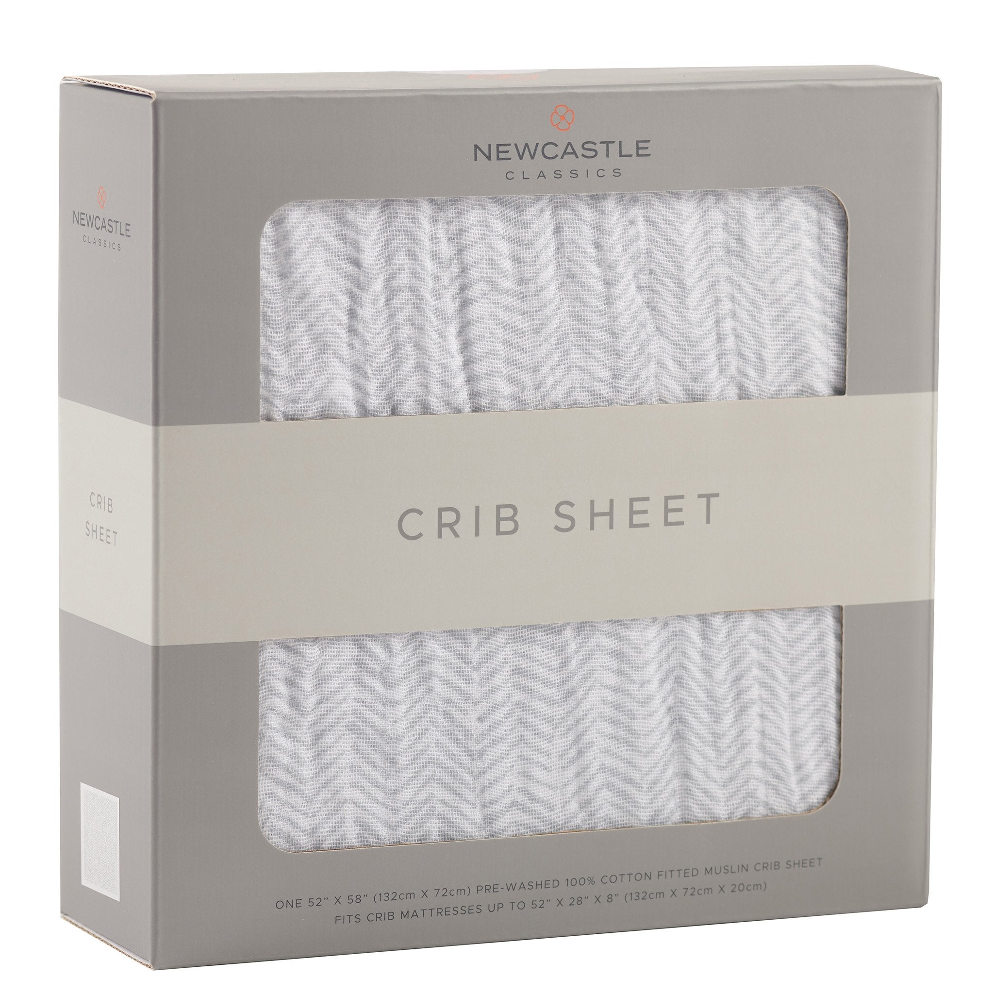 Herringbone Grey Cotton Muslin Crib Sheet