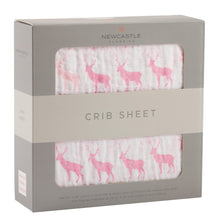 Pink Deer Cotton Muslin Crib Sheet