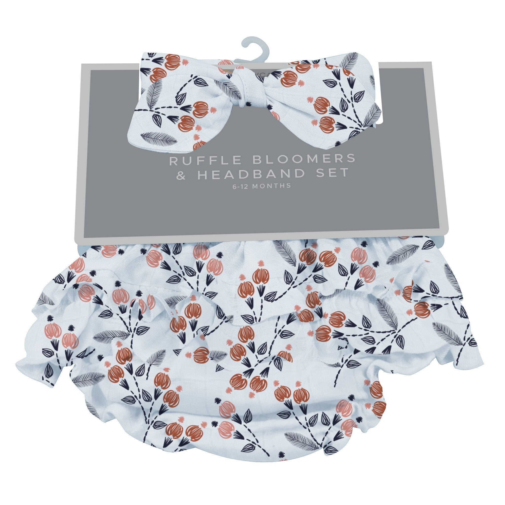 Dahlia Floral Bamboo Bloomer Headband Set for Infants & Up
