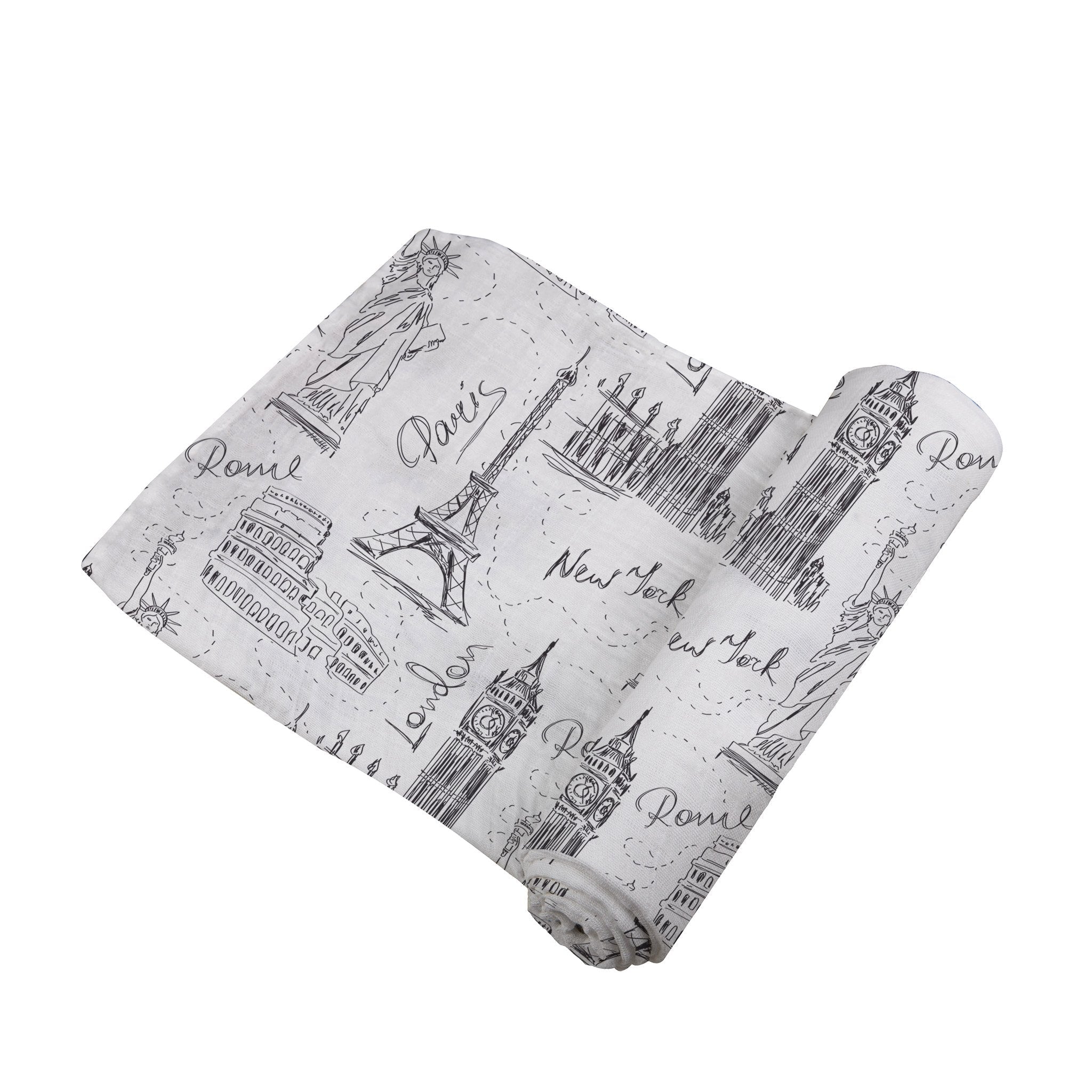 London, Paris, New York Bamboo Muslin Baby Swaddle