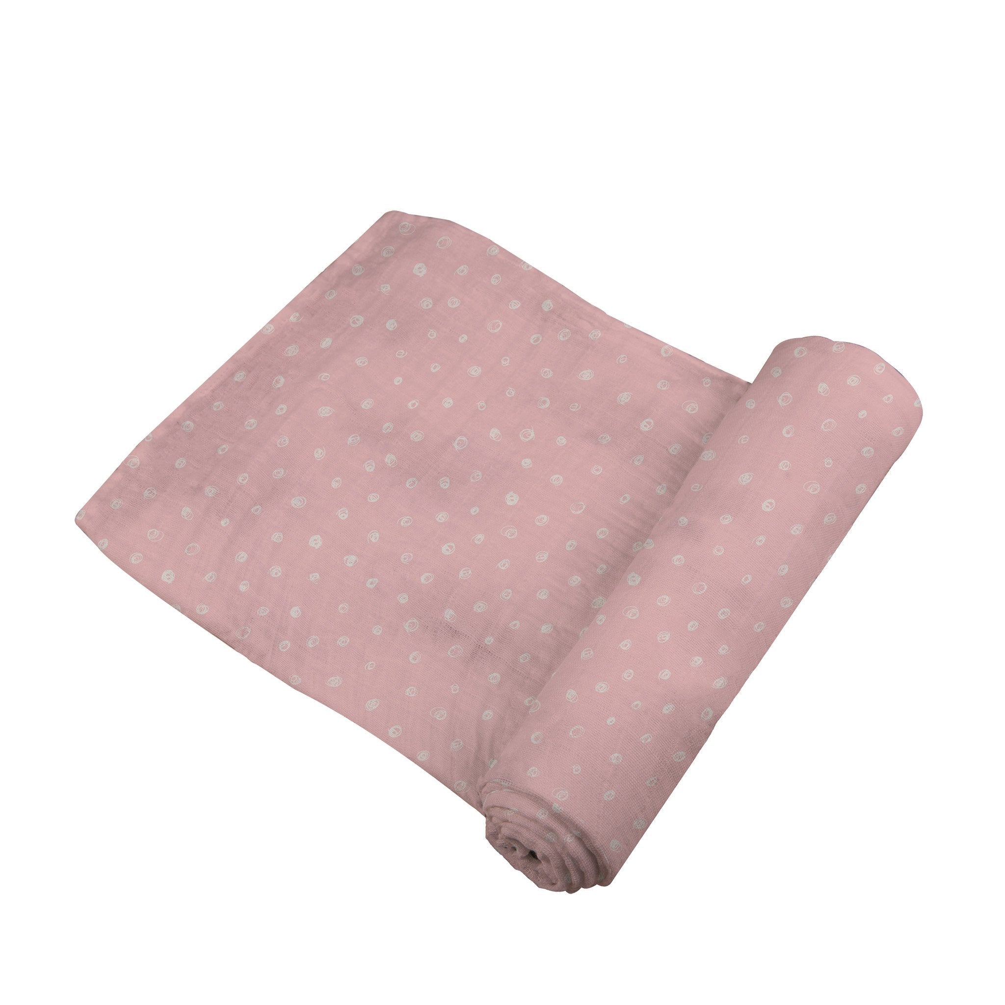 Pink Pearl Polka Dot Bamboo Muslin Baby Swaddle