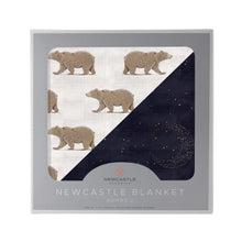 Goodnight Bear and Midnight Moon Bamboo Muslin Newcastle Blanket