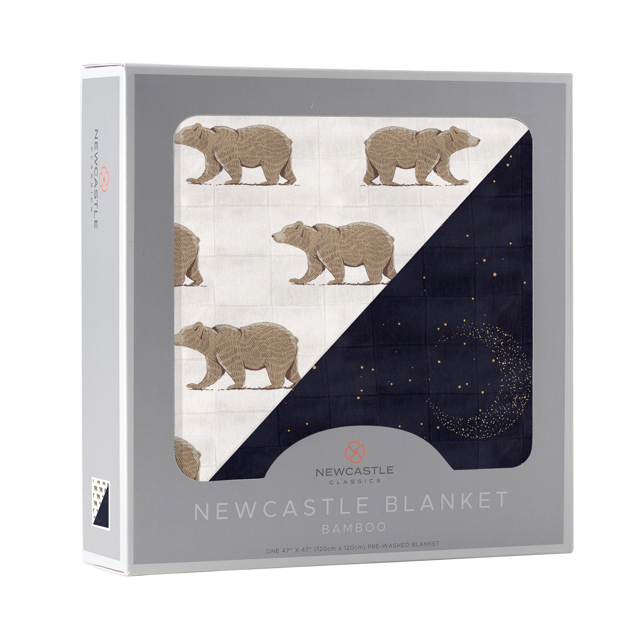 Goodnight Bear and Midnight Moon Bamboo Muslin Newcastle Blanket