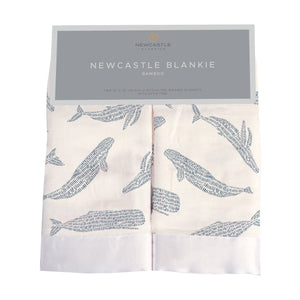 Blue Shadow Whales Bamboo Newcastle Blankie