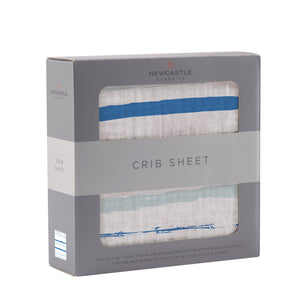 Ocean Stripe Cotton Muslin Crib Sheet